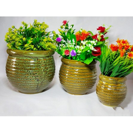 Set of Golden Rounded Pots